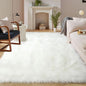 Latepis White Faux Fur 7'10"x9'10" Area Rug, Soft Plush Faux Fur Sheepskin Rugs by Latepis
