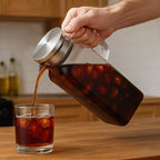 68 Oz Square Glass Pitcher with Lid and Spout, 2 Quart Lightweight Water Pitchers for Hot/Cold Drink, Heat Resistant, Borosilicate Jugs, Glass Carafe with Handle,Ideal for Fridge Storage(1Pack)