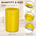 uxcell 2Pcs Round Tea Canisters, 5" x 3" Airtight Metal Tea Containers for Loose Tea, Coffee Beans, Spices - Durable, Compact, and Stylish Storage Tea Tin (Yellow)