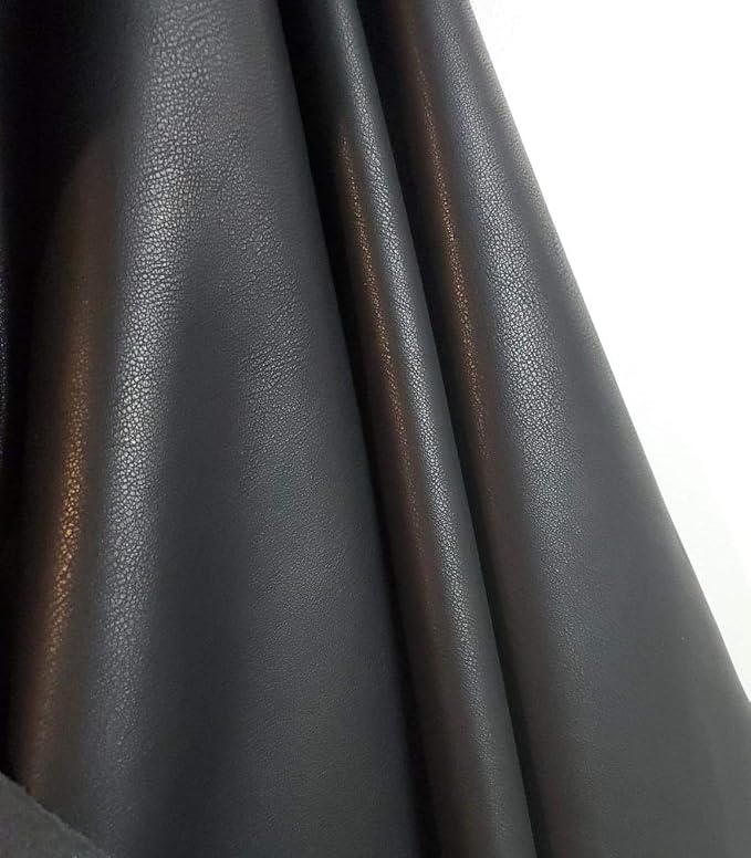 Black Faux PU Leather Sheet Fabric by the Yard Synthetic Thin Pleather 0.7 mm - Image 2