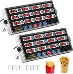 2 Pack 12-Channel Digital Kitchen Timer, Commercial Cooking Timer with Loud Alarm, Large LCD Display, for Restaurants, Baking, Labs, Multiple Independent Countdown Timers