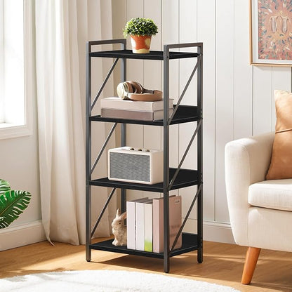 HOOBRO Bookshelf, 4-Tier Industrial Bookcase, Book Shelf Storage Organizer - Image 5