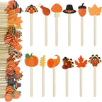 Jinei 120 Pcs Thanksgiving Coffee Stirrers Stir Sticks Natural Wooden Stir Sticks Disposable Drink Stirrers for Stirring Hot Chocolate Milkshake Restaurant Home Office