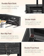 Coffee Pod Drawer for K Cup, 35 Pods K-Cup Holder Organizer with Cup Holder, Durable Coffee Maker Stand with Storage Drawer, Black