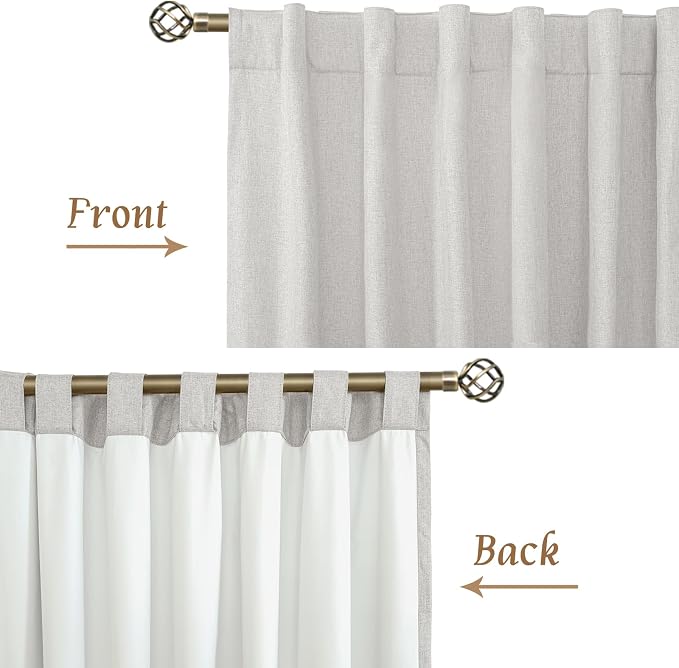 54 Inch Natural 100% Blackout Linen Curtains 2 Panels, 42 x 54 Inch | Light Grey - Image 8