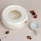 KAYCROWN Teapot Warmer, Ceramic Tea Warmer with Tealight Holder, Teapot Heater for Heating Tea, Coffee, Milk, Tea Light Warmer (White)