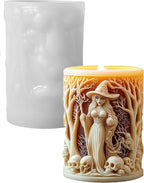 Witch Cylinder Silicone Candle Mold for Candle Making,Pillar Casting Silicone Molds for Resin Casting,Scented Candle, Soap,Silicone Molds for Home Decor,Resin Craft Gifts (A)