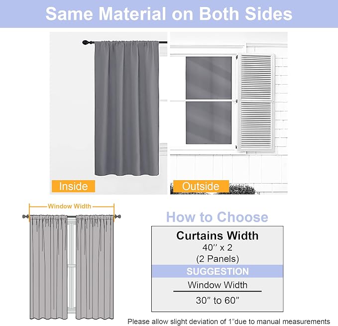 Simplebrand Ava Light Grey Short 36 Inches Blackout Curtain 2 Panels Set - Image 8