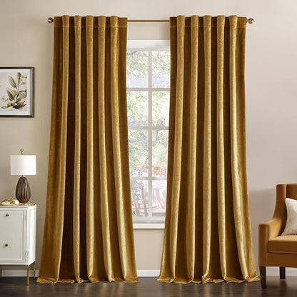 MIULEE Velvet Curtains Extra Wide 72x84 inches Gold Curtains | Luxury, Room by MIULEE