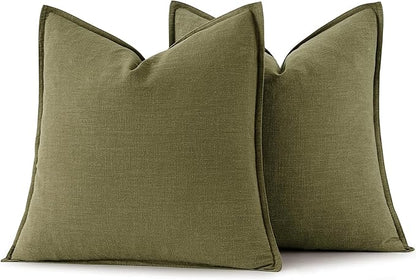MIULEE Decorative Linen Euro Sham Pillow Covers 24x24 Inch Green | Boho - Image 6
