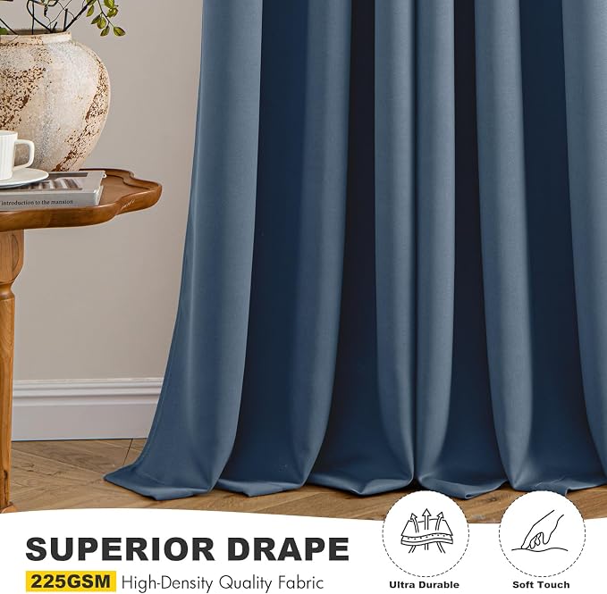 MIULEE Blackout Curtains for Bedroom 2 Panels 34 x 72 Inch Long Stone Blue | - Image 5