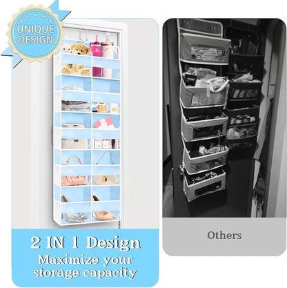 Blue Over the Door Organizer 5 Tiers, Extra Large Behind Door Storage of 10 - Image 3
