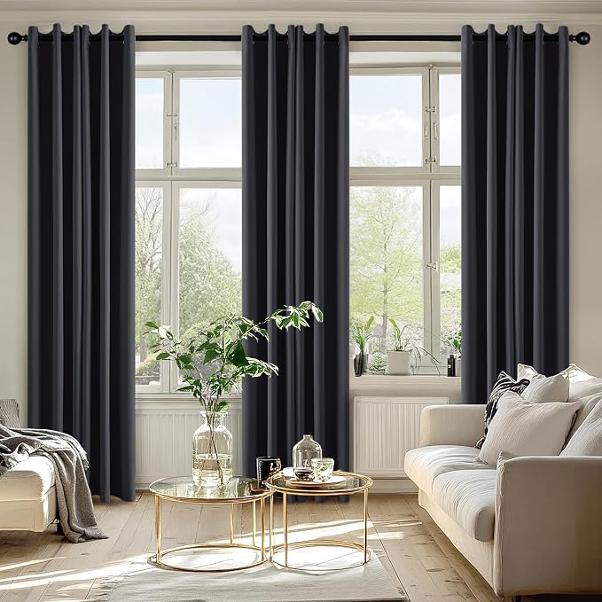 MIULEE Blackout Curtains for Bedroom 2 Panels 50 x 84 Inch Long Dark Grey | - Image 6