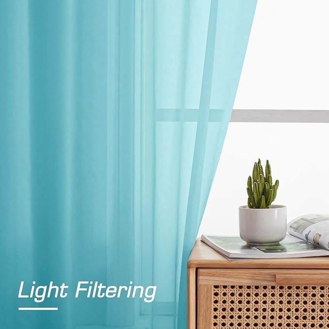 Aqua Sheer Curtains 84 Inches Long - Image 4