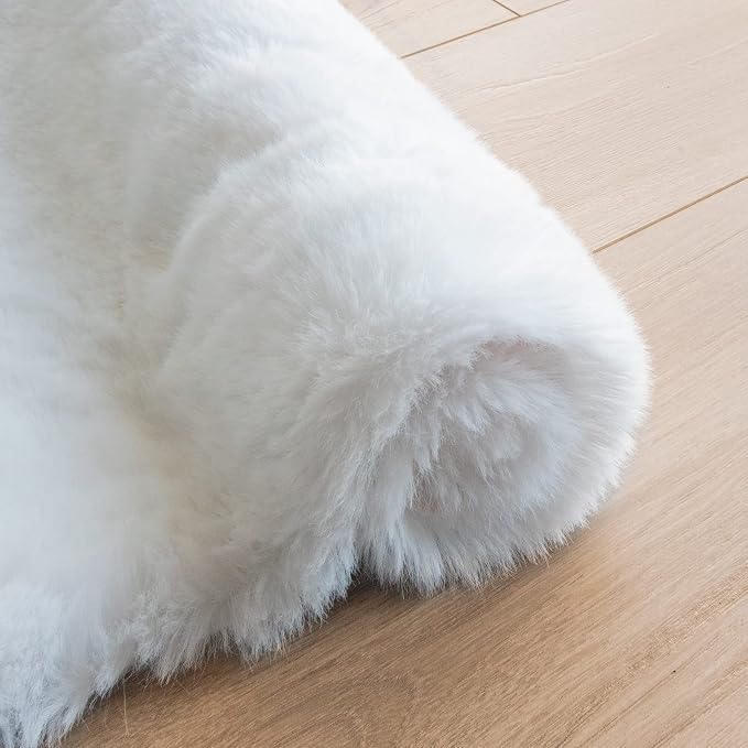 ORINOVA White Fluffy Round Rug 5ft - Image 9