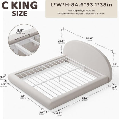 RECCI AirFrame Half-Moon Upholstered California King Platform Bed Frame - Image 2