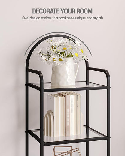 Hzuaneri Bookcase Bookshelf, Tempered Glass Bookshelves, Slim Shelving Unit - Image 4