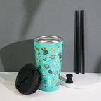 BJPKPK 18oz Stainless Steel Insulated Tumbler With lid And Straw Travel Coffee Thermal Tumblers Cup For Women And Men,Spring Party Green