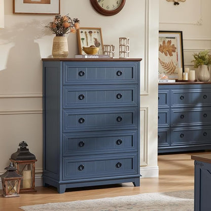 Joaxswe Farmhouse 5 Drawer Dresser - Image 8