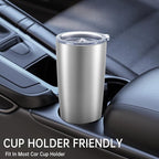 20 oz Tumblers Bulk Stainless Steel Tumbler with Lid Double Wall Vacuum Insulated Coffee Mug 20oz Powder Coated Cup for Hot and Cold Drinks, Stainless, 12 pack