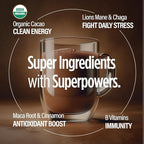 VitaCup Shroom Fuel, Mushroom Based Instant Coffee Alternative Packets, Mushroom Coffee Substitute w/Cacao, Cinnamon, Chaga, Lions Mane, & Maca for Energy, Immune Support, & Focus, 10 ct