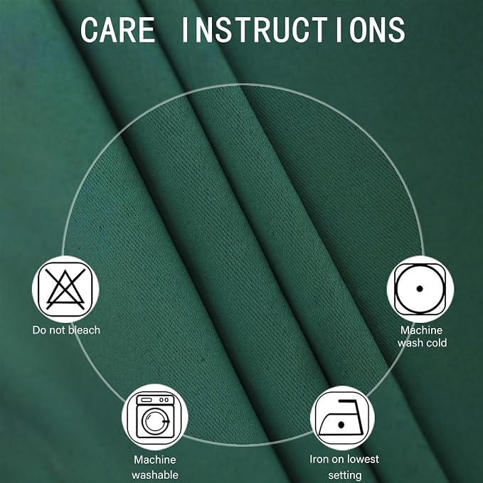 Blackout Curtains 66 x 72 Inch Long Dark Green Curtains Set of 2 Panels Room - Image 4