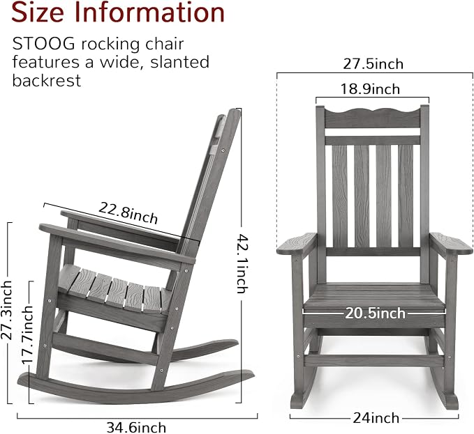 Stoog Patio Rocking Chairs Set of 4, All-Weather HIPS Outdoor Rocking Chair - Image 2