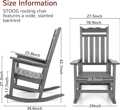 Stoog Patio Rocking Chairs Set of 4, All-Weather HIPS Outdoor Rocking Chair - Image 2