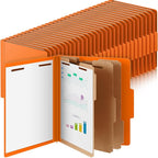 72 Pcs Classification Folders Letter Size, Back to School Supply for Teacher, Student, 3 Dividers Pressboard File Folder Bulk with 2 Fasteners, 3.5 Inch Expanding File Organizer (Orange)