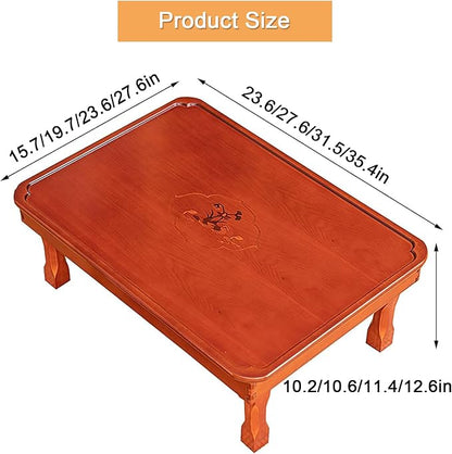 Low Folding Coffee Table, Japanese Style Solid Wood Floor Table - Image 2