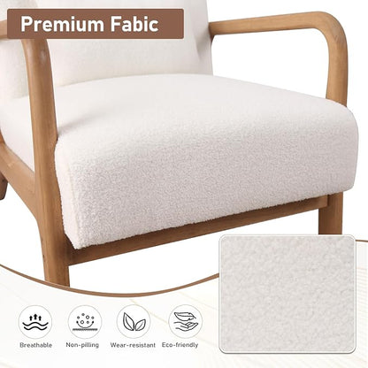 ANJ Mid Century Modern Accent Chair, Single Fabric Lounge Reading Armchair - Image 6
