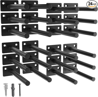 LEOPO Black 24-Pack 5 inch Floating Shelf Brackets, Hidden Shelf Bracket by FinestHomeDecor