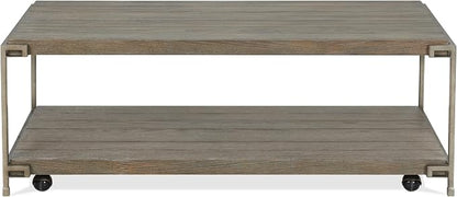 50 inch Wood Coffee Table with Removable Casters, Industrial Living Room Center - Image 6