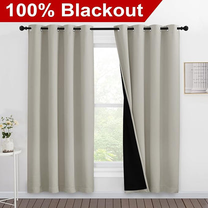 NICETOWN 100% Blackout Window Curtain Panels, Full Light Blocking Drapes - Image 2