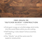 Ironwood Gourmet 28218 Square Charleston End Grain Chef's Board , Acacia Wood 14" Square