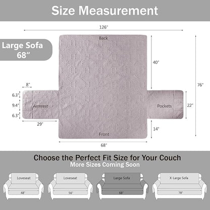 Cloud Purple Sofa Covers with Pockets, Anti-Slip Medallion Couch Covers - Image 7