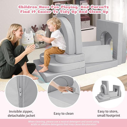 12 Pcs Modular Kids Play Couch, Toddler Couches That Fold Out, Plush Foam Chair - Image 7