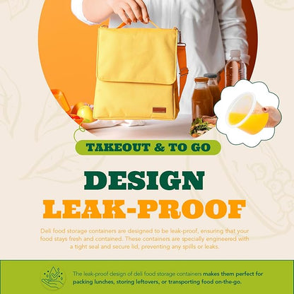 Glotoch 48 Pack (Mixed) 8 oz. and 16 oz. Plastic Containers with Lids, Leak Proof Deli Containers, Meal Prep Soup Containers, BPA Free, Reusable, Freezer Dishwasher Microwave Safe, Mixed sizes