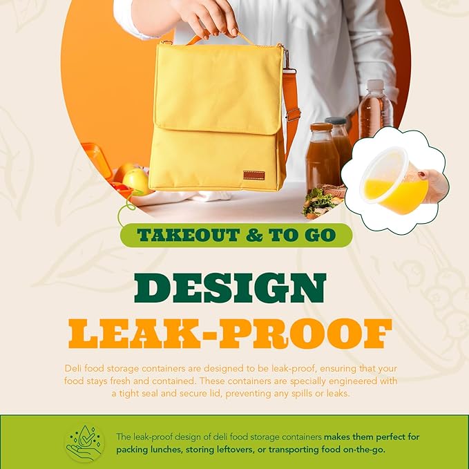 Glotoch Soup Containers With Lids, 48 Pack 8 oz(1 Cup) Deli Containers, To Go Container, Freezer Container For Food-Microwave, Freezer & Dishwasher Safe Eco-Friendly, BPA-Free, Reusable&Stackable