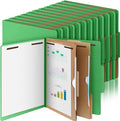 24 Pcs Classification Folders Letter Size, Back to School Supply for Teacher, Student, 2 Pocket Dividers Pressboard File Folder Bulk with 2 Fasteners, 2 in Expanding File Organizer (Green)