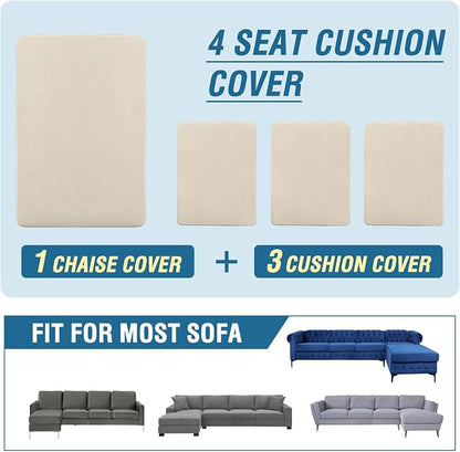 H.VERSAILTEX Sectional Couch Covers 4 Pieces Sofa Seat Cushion Covers L Shape - Image 8