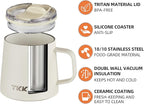 TKK 12 oz Insulated Coffee Mug with Handle Ceramic Coating Detachable Slider Lid Stainless Steel Tumbler Double Wall Vacuum Travel Cup
