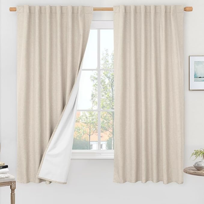 Oatmeal 100% Blackout Linen Curtains by LAMIT