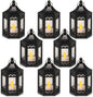 zkee Mini Star Lantern with Flickering LED,Battery Included,Christmas Decorative Indoor Candle Lantern（Set of 8,Black）