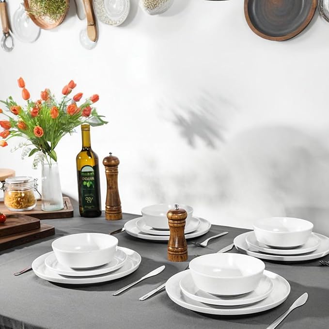 Webbylee Melamine Dessert Plates Set of 6-7.5" Serving Durable Dishes Perfect for Kitchen Outdoor Use,Durable Small Plates for Salad-White & Grey