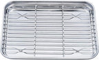 TeamFar Toaster Oven Pan Tray with Cooling Rack, Stainless Steel Toaster Ovenware Pan, Compact 8''x10''x1'', Healthy & Non Toxic, Rust Free & Easy Clean - Dishwasher Safe