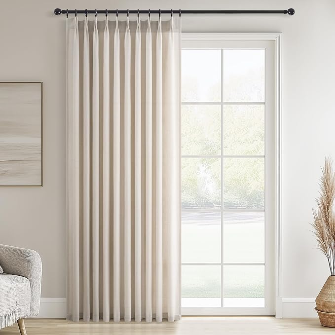 Topfinel 105 Inch Curtains 1 Panels Set, One Packs Pinch Pleat Back Tab Linen by Topfinel