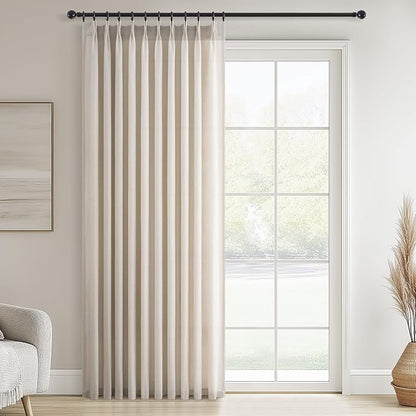 Topfinel 105 Inch Curtains 1 Panels Set, One Packs Pinch Pleat Back Tab Linen by Topfinel