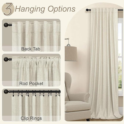 Short Linen Blackout Curtains for Bay Windows 48 Inch Length Bedroom Living - Image 6