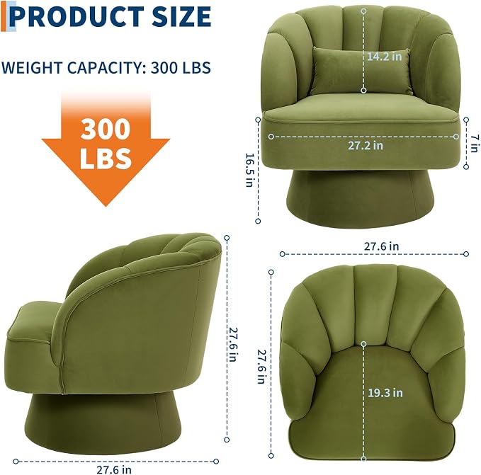 Garvee Ultra-Plush Swivel Accent Chair, 360° Barrel Lounge Chair - Image 3